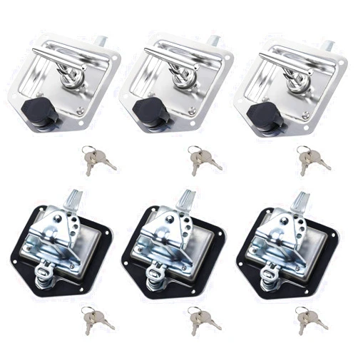 Ycsmyyds 6 Pcs Stainless Steel Car Trailer Door Latch Rv Door Tool Box Lock with Gasket T-Handle Latch with Keys 304 Stainless Steel Highly Polished