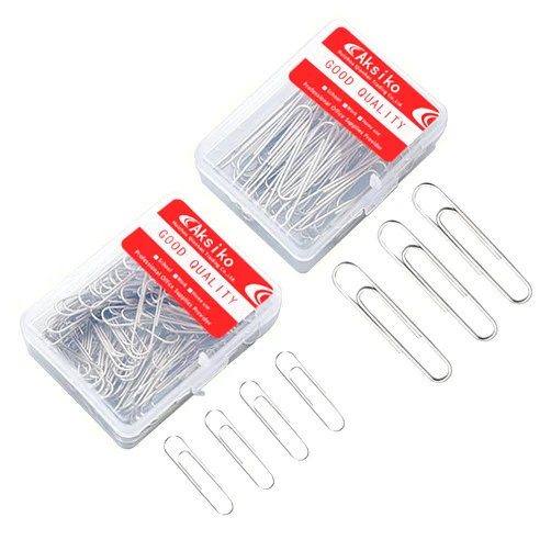 Aksiko 220pcs Silver Paper Clips, Medium and Jumbo Size (1.3 inch & 2 inch) Office Paperclips - with Storage Box in Each Size for Easy Storage