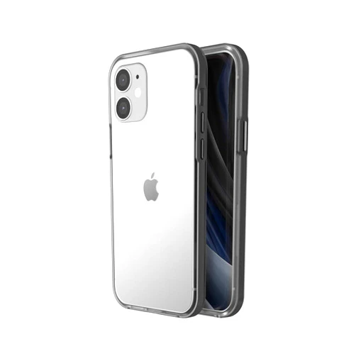 motomo MT20011i12P 2020 iPhone (6.1-inch) Case, Double Wall Construction, Clear, Hybrid, Shockproof, Qi Charging, Wireless Charging, Contact Mark Prevention, Ino Achrome Shield (Black)