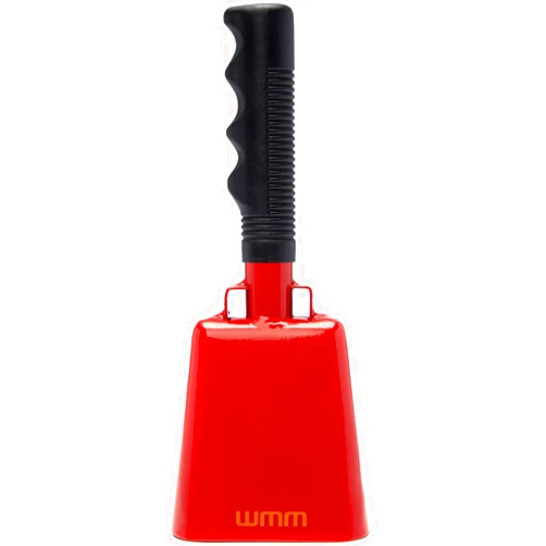 WMM 10 Inch Steel Cowbell with Handle Cheering Bell for Sports Events Large Solid School Bells & Chimes Percussion Musical Instruments Call Bell Alarm(Red)