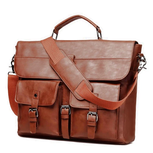 Seyfocnia Leather Messenger Bag for Men,Vintage Mens Laptop Bag Water Resistant Business Travel Briefcase Satchel Work Computer Bag