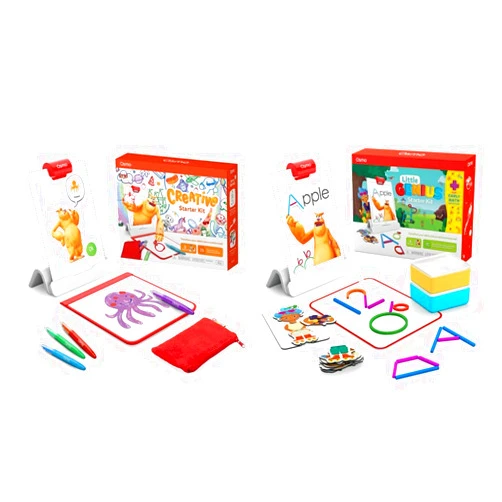 Osmo - Creative Starter Kit and Little Genius Starter Kit Plus for iPad - 9 Educational Learning Games - Ages 3-10 - Drawing, Word Problems & Early Physics - STEM Toy Base Included