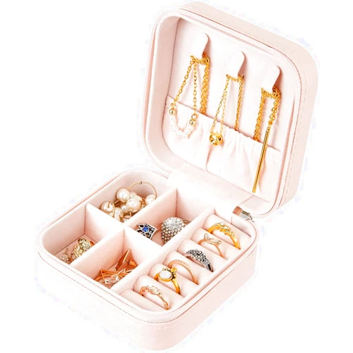 Sanzeon Portable Travel Jewelry Box Jewelry Case Travel Earring Ring Necklace Watch Lipstick Accesories Organizer for Girls Women(Pink)