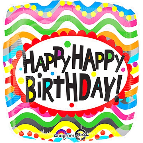 Anagram International Hx Birthday Squiggles Balloon, Multicolor