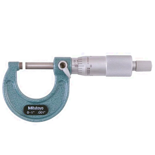 Mitutoyo 103-177 Outside Micrometer, Baked-enamel Finish, Ratchet Stop, 0-1