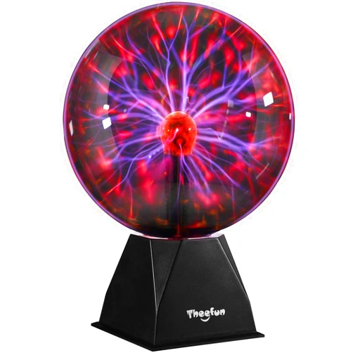 Theefun Plasma Ball: 8 Inch Plasma Globe Touch & Sound Sensitive Plasma Ball Lamp Electric Ball Lightning Novelty Light for Parties, Home, Prop, Decoration, Christmas Gifts