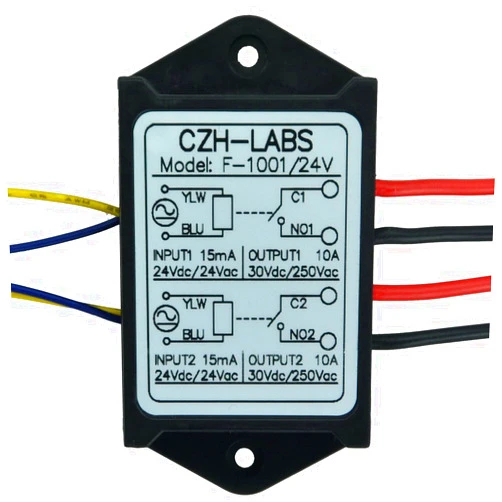 Electronics-Salon 1PCS Dual SPST-NO 10Amp Power Relay Module, AC/DC 24V Control Voltage.