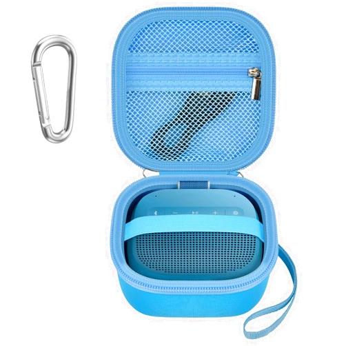 Comecase Case Compatible with Bose New SoundLink Micro 2nd Gen Bluetooth Speaker, Portable Carrying Storage Organizer Box with Mesh Pocket for USB Cable&Accessories - Blue (Bag Only)