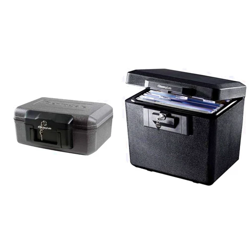SentrySafe 1200 Fireproof Box with Key Lock, 0.18 Cubic Feet, Black & 1170 Fireproof Box with Key Lock 0.61 Cubic Feet, Black