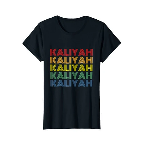 My Name Is Kaliyah Funny Tees Womens Kaliyah Wordmark Pattern Personalized Name Retro T-Shirt