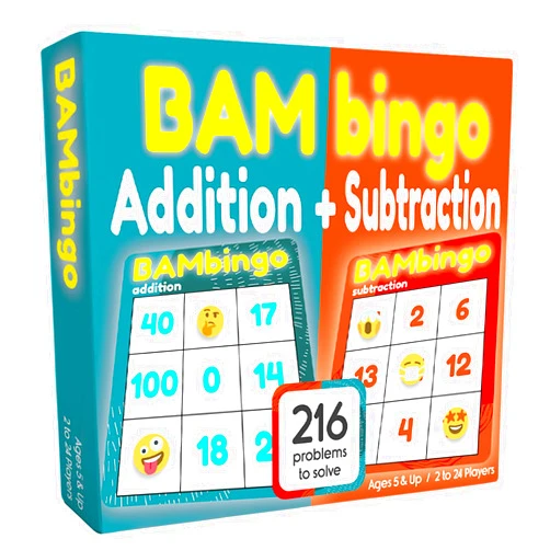 THE BAMBINO TREE Addition and Subtraction Facts Bingo Game - 1st 2nd & 3rd Grade Educational Math Learning for Classroom & Homeschool