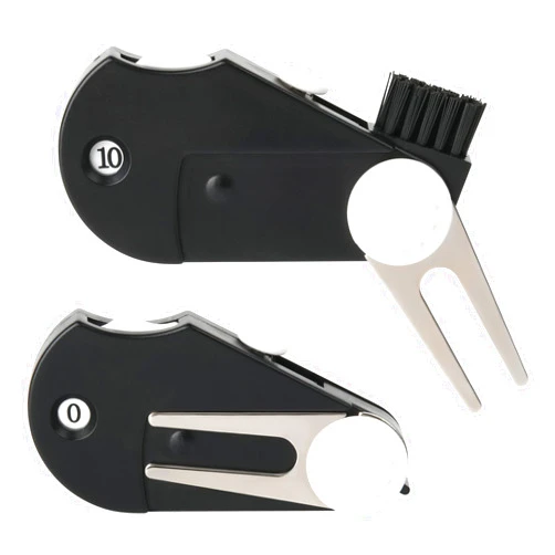 Cosmos 2 Pack Golf Multi-Tool Foldable 5 in 1 Golf Tool with Divot Tool, Stroke Score Counter, Ball Marker, Golf Club Brush and Groove Cleaner, Portable Golf Accessories Tool with Clip