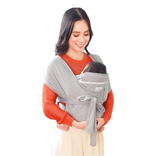 BabbleRoo Baby Wraps Carrier - Baby Essentials Baby Sling Carrier, Secure & Comfortable, Breathable, Easy-to-use, Adjustable XS to XL, Promoting Parent-Child Bonding, Gray