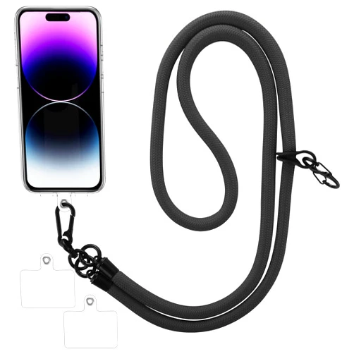 Cobee Crossbody Phone Lanyards, 1 Pcs Long Nylon Neck Phone Lanyard with 2 Pcs Transparent Phone Tether Patch