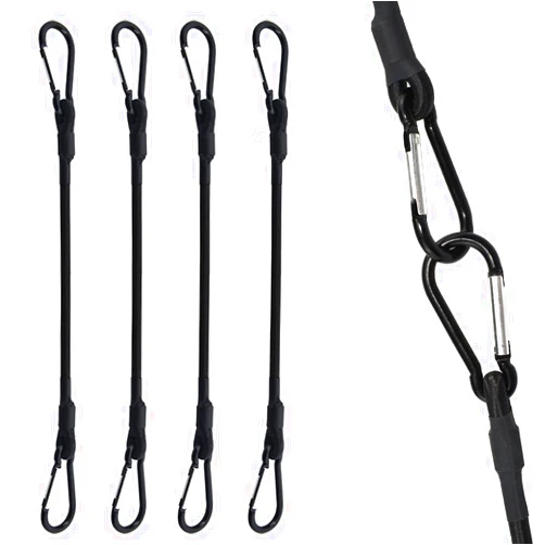 SDTC Tech 24 Inch Bungee Cord with Carabiner Hook | 4 Pack Superior Latex Heavy Duty Straps Strong Elastic Rope Locks onto Anchor Points of Luggage Rack/Cargo/Camping/RV/Hand Carts etc.
