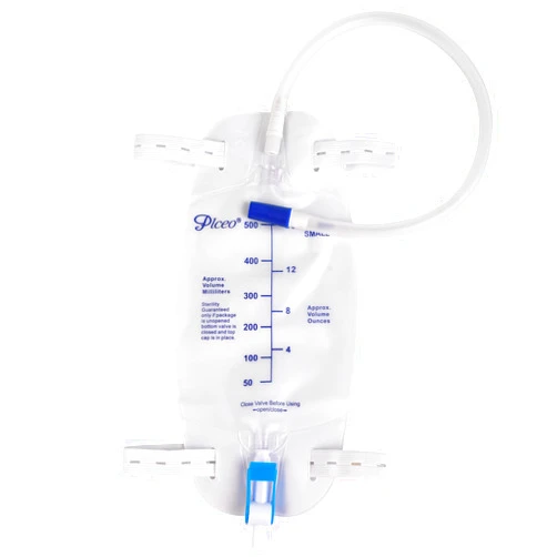 Plceo 3 Pack Easy-Tap Catheter Leg Bag Urinary Drainage Bag, 500ml, Anti-Reflux Valve, Cloth Straps, Easy Flip Drain ，18” Tubing