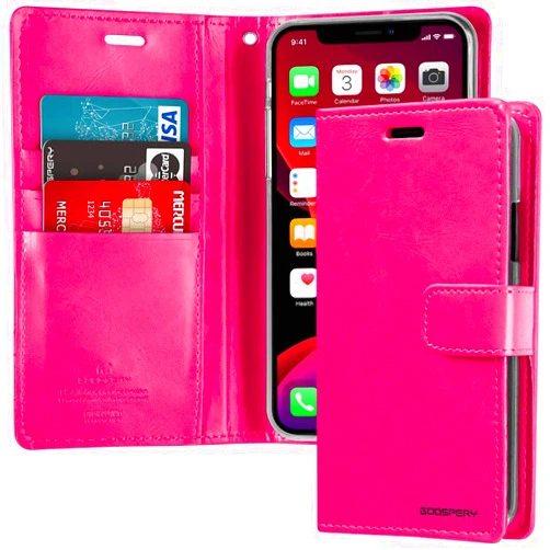 GOOSPERY Blue Moon Wallet for Apple iPhone 11 Pro Case (5.8 inches) Leather Stand Flip Cover (Hot Pink)