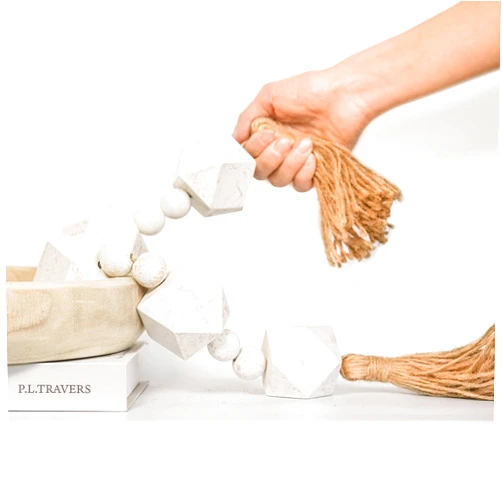 RUIRUICO Extra Large Wood Bead Garland with 2