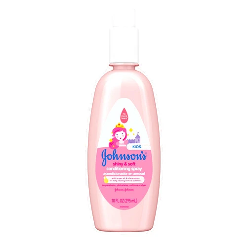 Johnson's Baby Shiny & Soft Tear-Free Kids' Hair Conditioning Spray with Argan Oil & Silk Proteins, Paraben, Sulfate & Dye-Free Formula, Hypoallergenic & Gentle for Toddlers, 10 Fl Oz