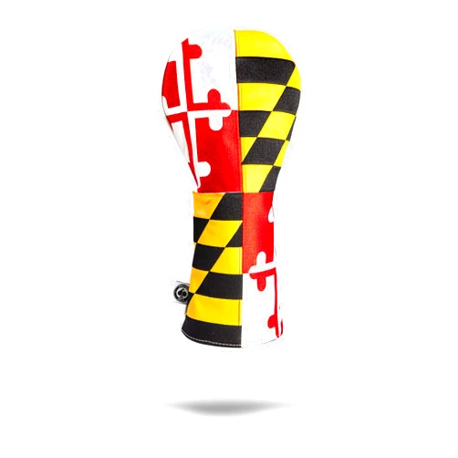 Pins & Aces Maryland Tribute Premium Golf Club Head Cover - Premium, Hand-Made Leather Headcover - MD Flag Styled, Tour Quality Golf Club Cover - Style & Customize Your Golf Bag