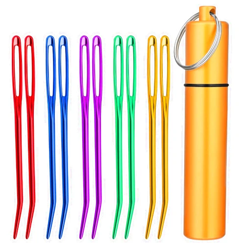 UOOU 10Pcs Yarn Needles, Darning Tapestry Needles, Large Eye Weaving Needle, Yarn Needle for Crocheting with Aluminum Storage Knitting Crochet Accessories