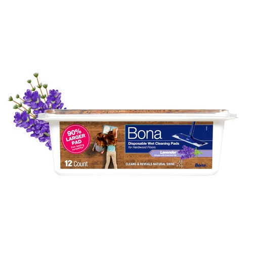 Bona® Disposable Wet Cleaning Pads for Hardwood Floors, Lavender Scent, (Pack of 6)