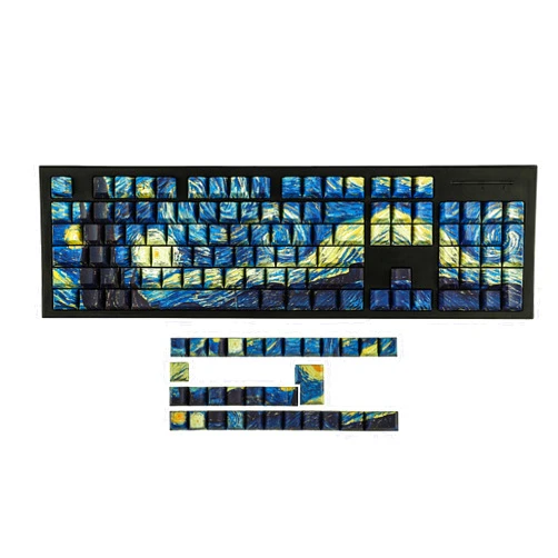 YMDK 134 Moon Night PBT Double Shot Side-lit Shine Through Translucent Backlit keycap for 108 104 96 87 84 68 61 MX Mechanical Keyboard