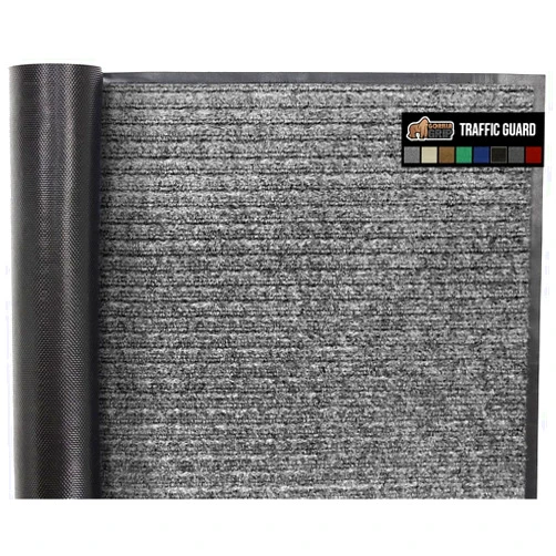 Gorilla Grip Waterproof Heavy Duty Traffic Guard Doormat, Stain and Fade Resistant, Durable Rubber, Low Profile Door Mat, Shoe Scraper, Welcome Mats for Entry, 72x48, Light Gray