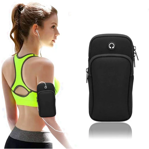 VodTiuKia Running Armband,Arm Bag Phone Holder for Running,Multi Cell Phone Armband Pouch for Gym Workout Jogging Exercise,Suitable with iPhone 11 Pro Max XS XR X 8 7 6 6s Plus (Black)