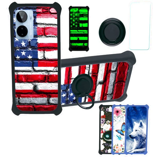 Jioeuinly BLU G93 Case Compatible with BLU G93 Phone Case Cover [with Tempered Glass Screen Protector][Hard PC + Soft Silicone][Ring Support] [Luminous Effect] YGH-GQ