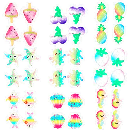 SUNNYCLUE 1 Set 36Pcs 9 Styles Fruit Resin Charms Cabochons Sea Animal Charms Mixed Color Flatback Resin Buttons Cabochon Accessories Ornaments for DIY Scrapbooking Craft Decoration