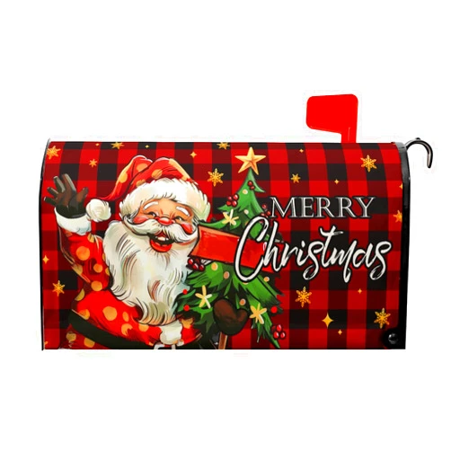 Kcozydecor Merry Christmas Santa Claus Mailbox Covers Magnetic Standard Size 18