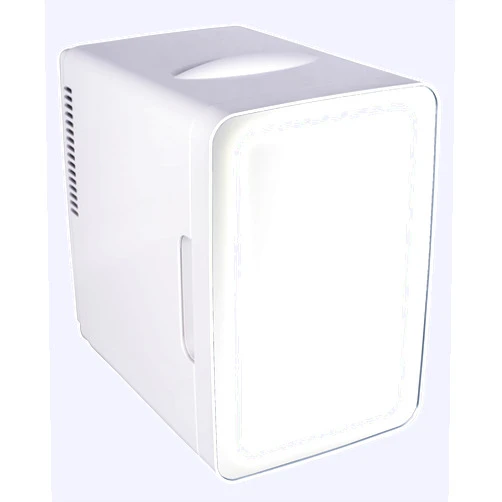 FRIGIDAIRE Mini Personal Fridge Cooler, LED Lighted Mirror, 6.5L Capacity, Chills 9 Cans, or Makeup and Skincare, Portable & Compact