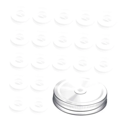 SWOOMEY 20pcs Bamboo and Wood Cover Silicone Stopper Wood Lid Straw Plugs Silicone Mason Jar Lids Glass Straw Silicone Spill Proof Stopper Cup Straw Grommets Can Lid With Cover