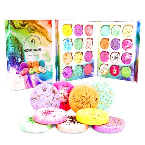 Marvelous Essentials 24-Pack Shower Steamer - Aromatherapy Shower Steamer Tablets with Pure Essential Oils and Sea Salt - Natural Vaporizing Shower Tablets Bath Gift Set