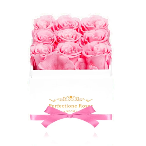 Perfectione Roses Preserved Flowers in a Box, Champagne Real Roses Long-Lasting Rose Valentines Day Gifts for Her, Mothers Day Roses Anniversary Christmas Day (Pink)