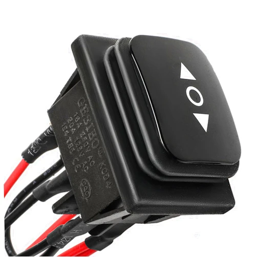 QTEATAK DC 12V 10A 6 Pin 3 Position (ON)-Off-(ON) AC 110V-220V Waterproof Momentary Polarity Reverse Switch Motor Control Black Boat Rocker Toggle Switch with Wire KCD4-223-QT