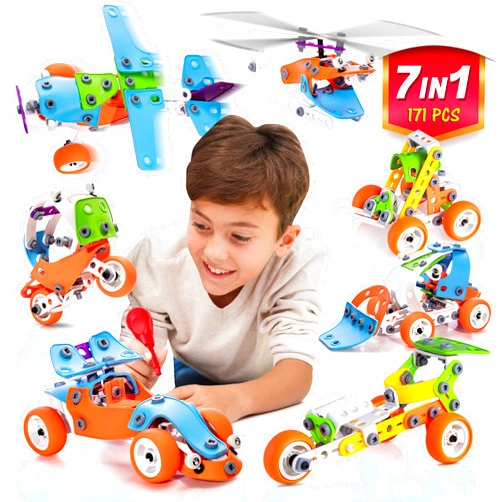 Zingywise STEM Building Toy for 7-12 Years Old Boys 7-in-1 Models Kids Love to Build and Play 171Pcs Construction Set with Engineering Activity Kit Educational Toys for kids 5-7 Best Birhday Gift Toy for Kid