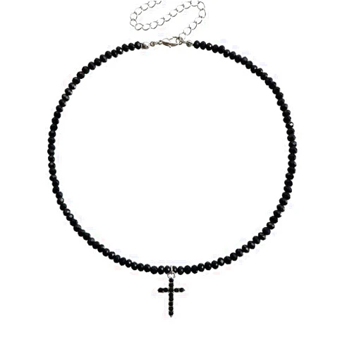 Hewill Cross Choker Necklace for Women Men Cross Turquoise Beads Beaded Necklace Religious Faith Jewelry Gift