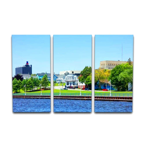 BFOIUGTKRQUE 3 Panel Wall Art Modern Artworks for Home Decor Canvas Prints Sheboygan Wisconsin Pictures for Living Room Bedroom Decoration, Ready to Hang