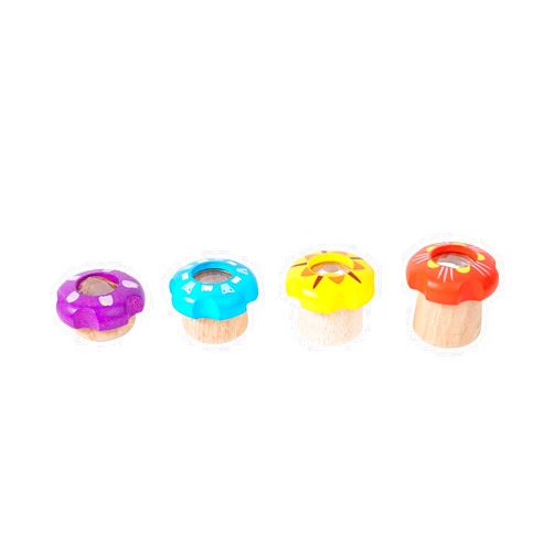 WODI TOYS WODI 4PCS Wooden Kaleidoscope for Kids - Montessori Educational Optical Toy, Vintage Birthday Gift for Boys Girls Ages 3-12, Travel Sensory STEM Learning (Multicolor)