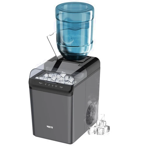 VECYS Cube Ice Maker, Premium Countertop Ice Machine 34LBS Daily Ice Making Capacity and Self-Clean Function with Ice Scoop and Basket, Black