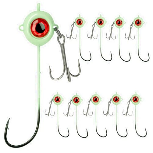 QualyQualy Crappie Jig Heads, 10pack Glow Fishing Jigs Walleye Jig Heads Hook Lure Fishing Jigs Heads for Crappie Bass Fishing