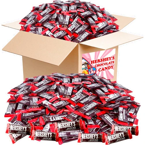 Hershey's Special Dark Mini Chocolate Bars, 2 LB Bulk, Mildly Sweet Chocolate Candy Snack Size Bars, Individually Wrapped Dark Chocolate Candy Bars, for Parties, Office Bowl