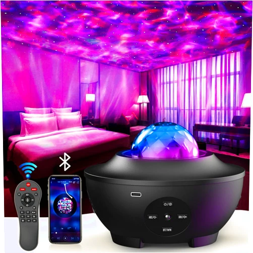 Sunbox Star Projector,3 in 1 Galaxy Projector Night Light with Remote Control,15 White Noise,Music Speaker&Timer,Starry Light Projector for Bedroom/Party/Home Decor,Starry Projector for Kids & Adults