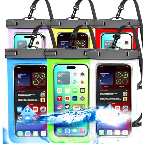 Famoby 6 Pack Multicolor Universal Waterproof Phone Pouch, Large Phone Waterproof Case Dry Bag (Protection Level: IP68) Outdoor for Apple iPhone,Samsung,and up to 7.5