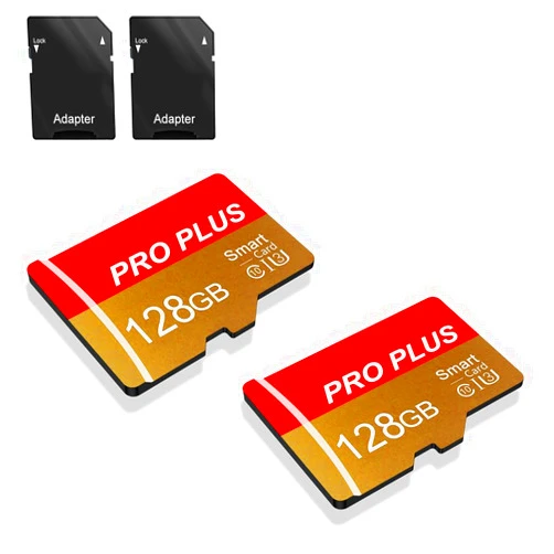 Bliksem 2 Pack SD Card 128GB with SD Adapter High Speed Memory Card, UHS-I C10 A1 Memory TF Card for Tablet/Mobile Phone/Camera/Car Audio/Game Console (TF162 Red Gold 128GB)
