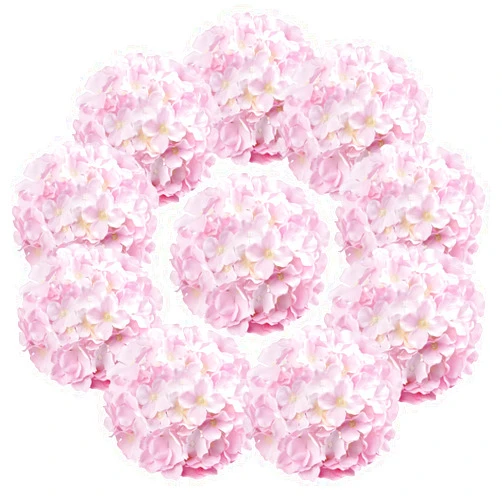 Flojery Silk Hydrangea Heads Artificial Flowers Heads with Stems for Home Wedding Decor,Pack of 10 (Pink)