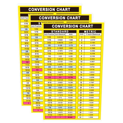 Well Tile 3 Pack Conversion Chart Stickers Fraction-Decimal to Metric Conversion Chart Stickers 5.5 x 8.5 Inch Waterproof Vinyl MM to Inches Conversion Chart Toolbox Sticker, Engineer, Mechanic Decals