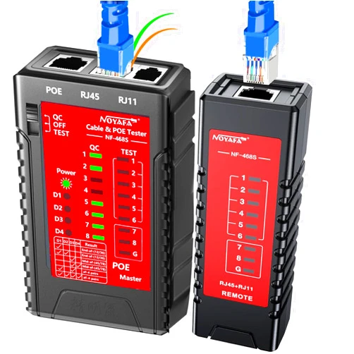 NOYAFA NF-468S Network Cable Tester, Ethernet Cable Tester for RJ11, RJ12, RJ45, CAT5, CAT6,CAT7, STP/UTP Cable Checker, Cable Mapper, PoE Tester, Check Continuity, Phone Line Cat3, LAN Network Tools